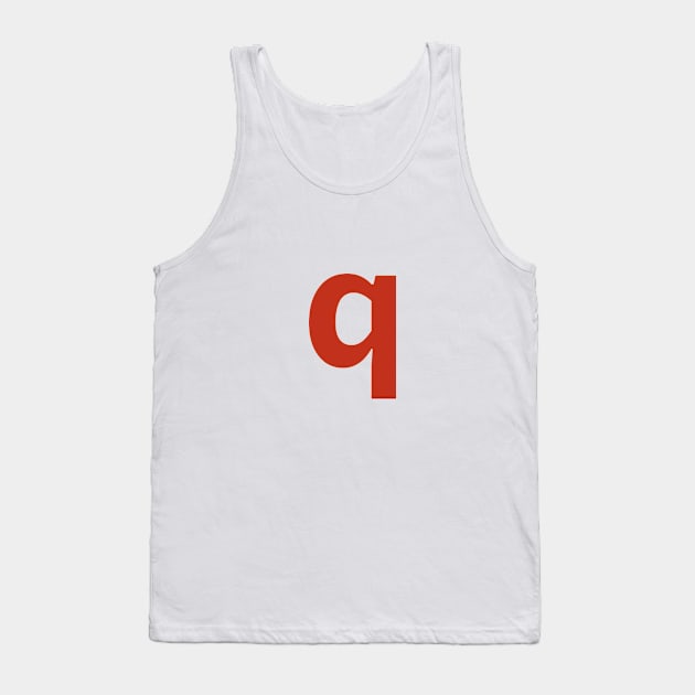 Letter q in Red Text Minimal Typography Tank Top by ellenhenryart